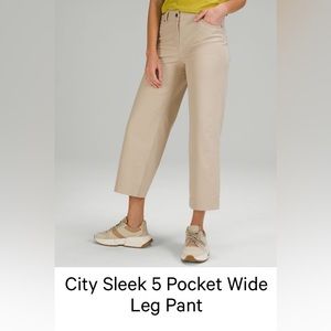 Lululemon City Sleek 5 Pocket Wide Leg Pants **⅞ length